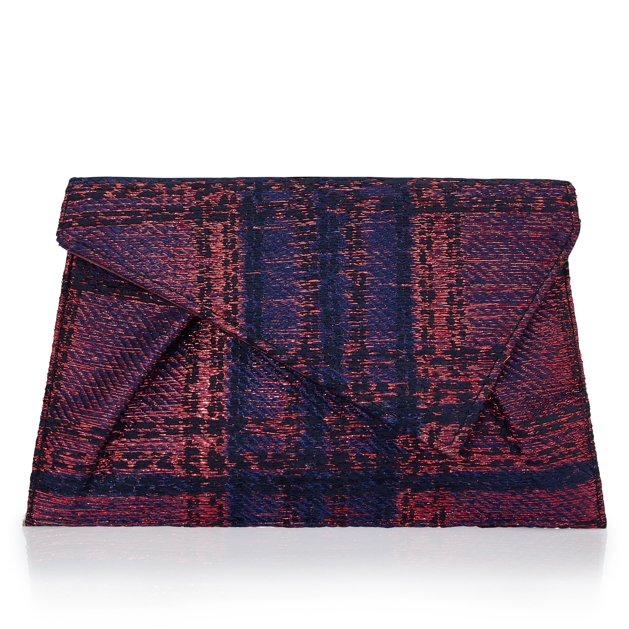 ENVELOPE BAG WITH NIGHT BLUE AND METALLIC RED FABRIC