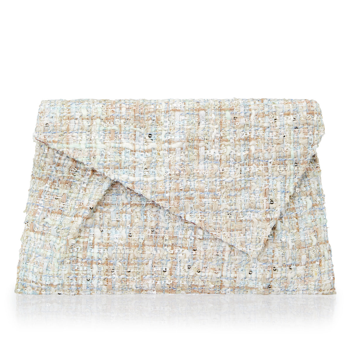 Shoulder bag with tweed fabric in pastel tones