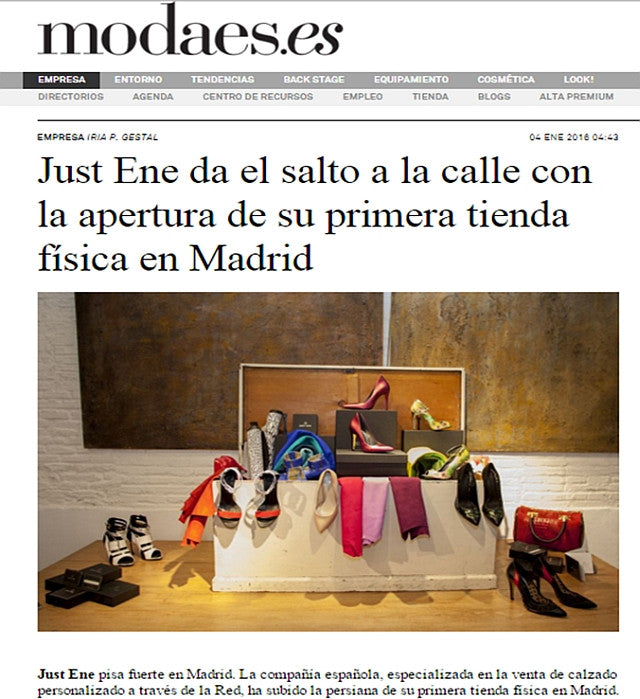 Apertura tienda de zapatos personalizados y a medida Just-ENE en Madrid en Modaes.es