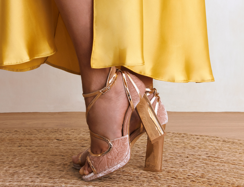 Women's Rhinestone Heel Sandals Block Heel Ankle Straps Wide Width Nude  Heels Summer Dress Party Wedding Chunky Heel Heel Sandals For Women, Gold,  8.5 : Buy Online at Best Price in KSA -