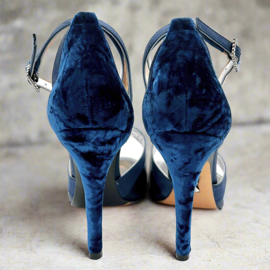 NAVY CROSSED STRAPS SHOES T. 38'5