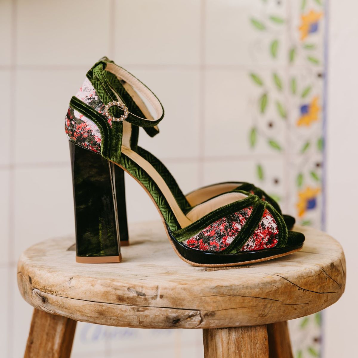 Floral discount heel sandals