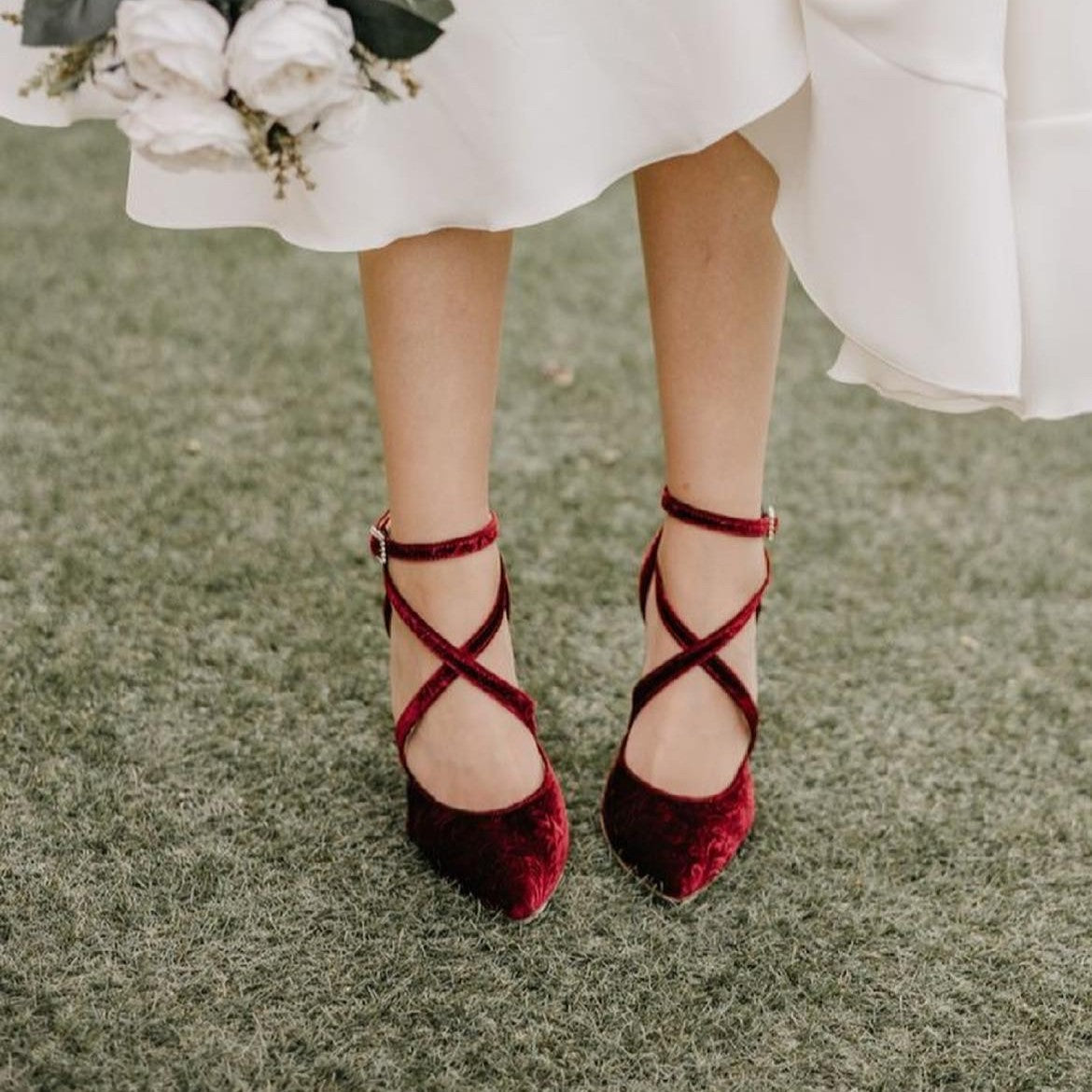 Red velvet wedding online shoes