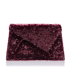 Bolso sobre con lentejuelas burdeos