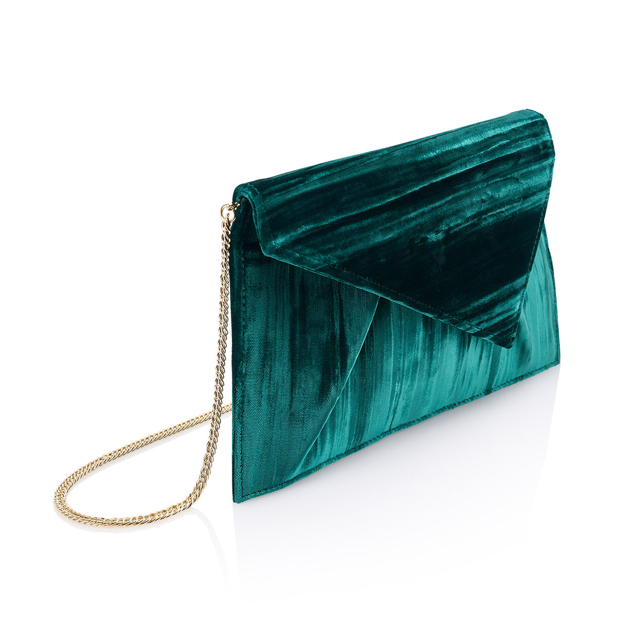 STRIPED OIL GREEN VELVET BAG