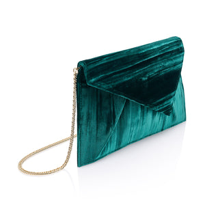 STRIPED OIL GREEN VELVET BAG