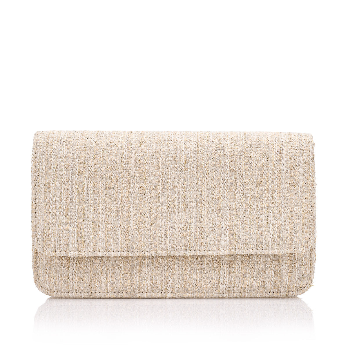 Clutch with black and white geometric pattern