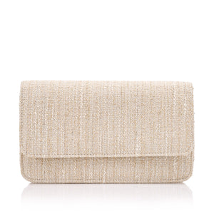 Clutch with black and white geometric pattern