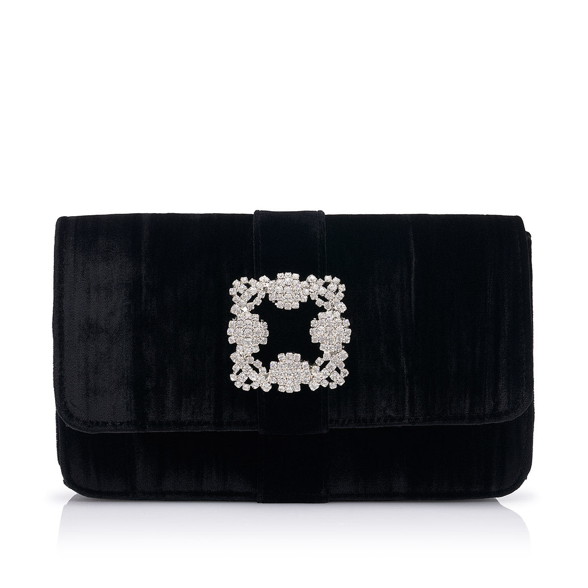 Laminated pearl velvet clutch with gold clasp