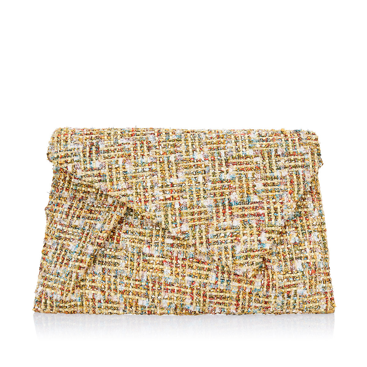 Shoulder bag with tweed fabric in pastel tones