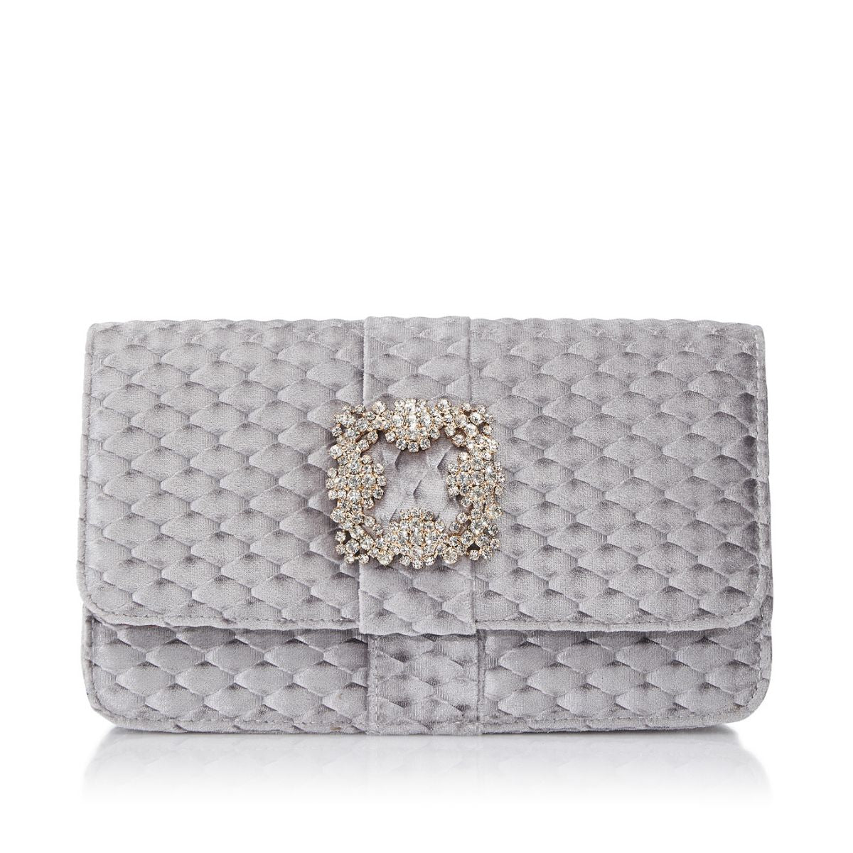 Bolso de terciopelo con broche de Swarovski