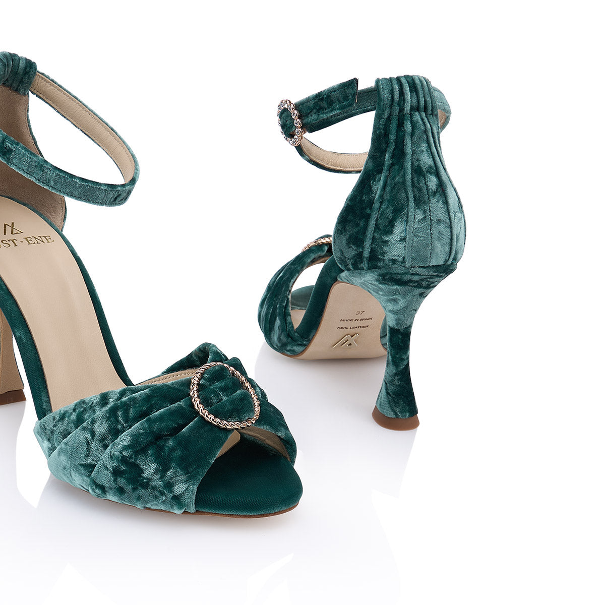 Promessa Di Mare – Sandalias verdes románticas con pliegues Just-ENE