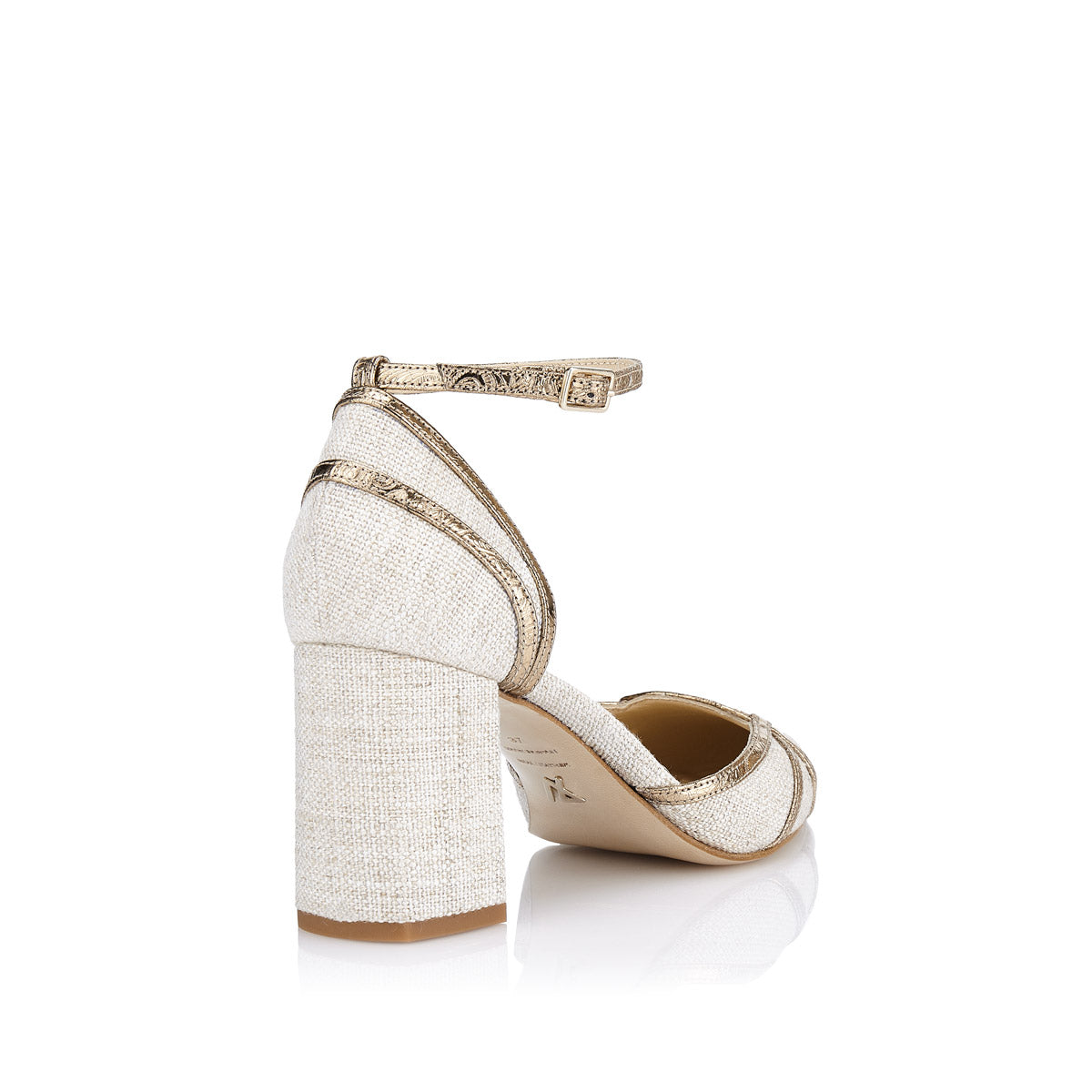 SAND POINTY TOE ANKLE STRAP SHOE IN LINEN JUST ENE Just ENE