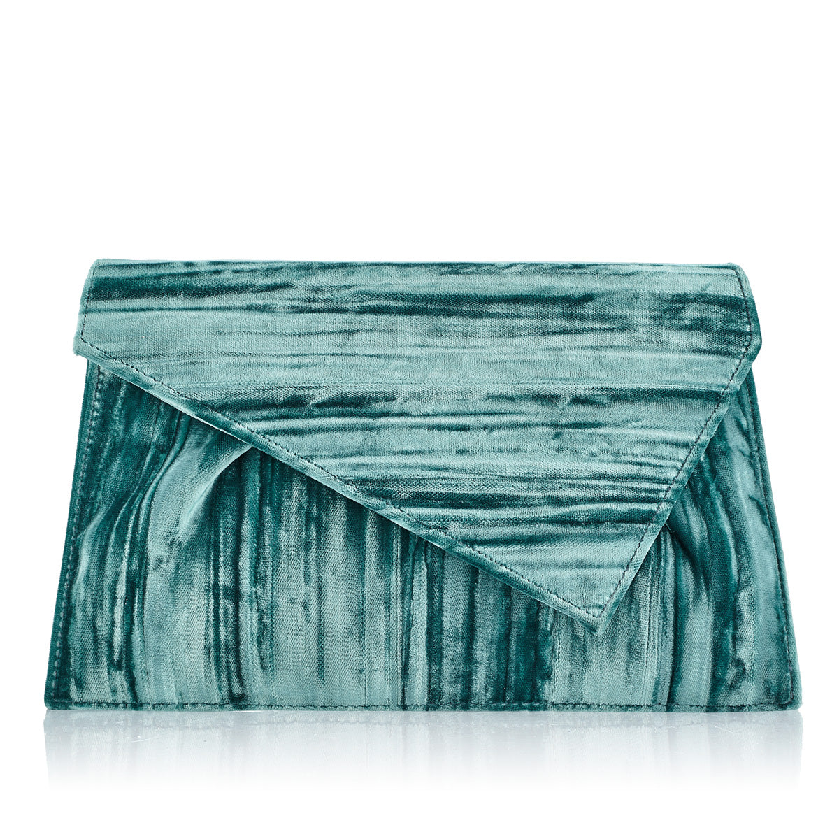 BOLSO SOBRE TERCIOPELO VERDE PETRÓLEO RAYADO - Just-ENE